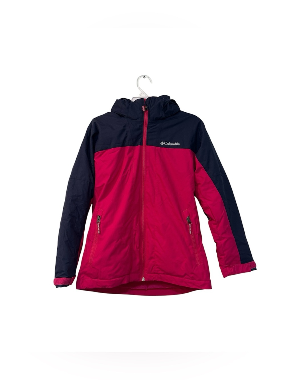Columbia Kids 3-in-1 Interchange Jacket Pink Navy Size M Ski Snow Winter Hooded